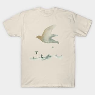 Spirit Of Christ Birds Flying Over Trees Watercolor T-Shirt